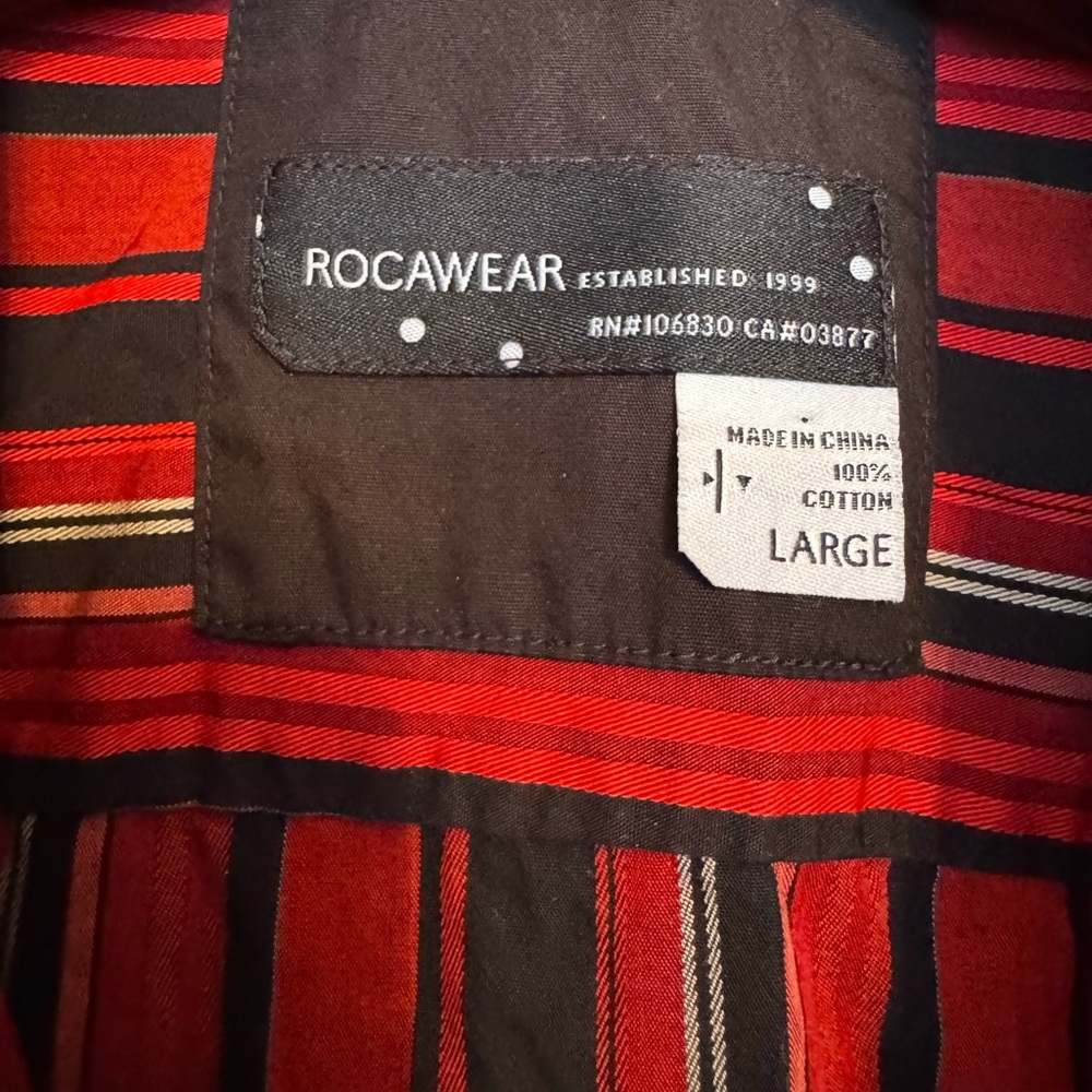 Rocawear Authentic Striped Button-Down Shirt Blac… - image 7